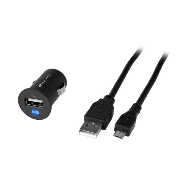 Adaptér do auta GoGEN CH 12 C, 1x USB, 5 W + microUSB kabel 1,2m (GOGCH12C) černá