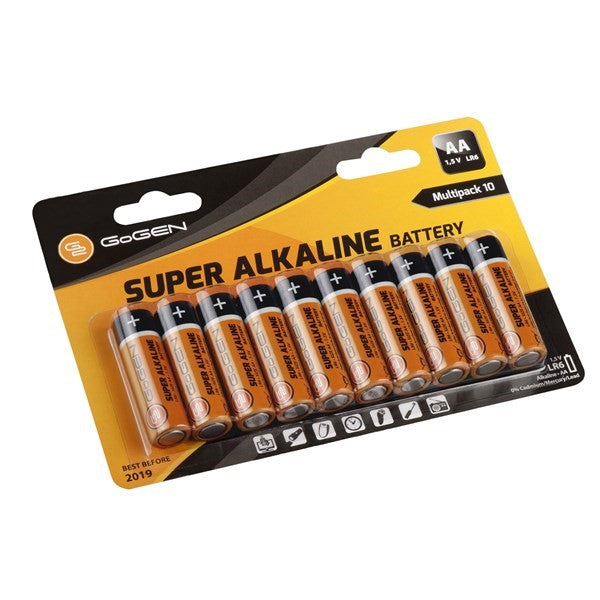 Baterie alkalická GoGEN SUPER ALKALINE AA, LR06, blistr 10 ks (GOGR06ALKALINE10)