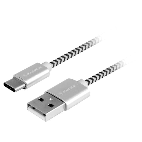 Kabel GoGEN USB / USB-C, 1m, opletený (USBAC100MM24) stříbrný