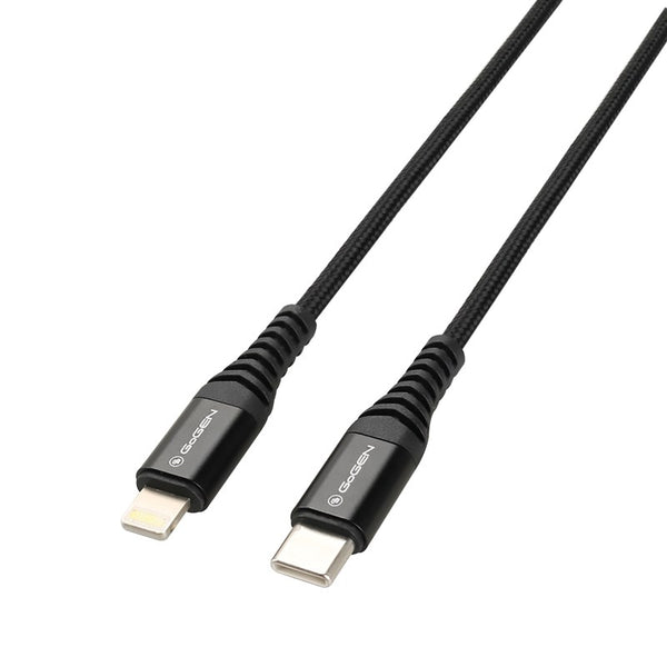 Kabel GoGEN USB-C / Lightning, 1m, opletený (USBC8P100M01) černý
