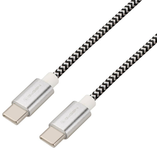 Kabel GoGEN USB-C / USB-C, 2m, opletený (USBCC200MM24) stříbrný