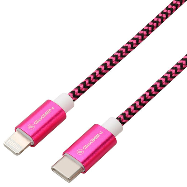 Kabel GoGEN USB-C / Lightning, 1m, opletený (USBC8P100MM25) fialový