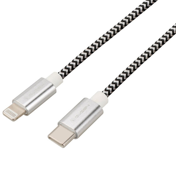 Kabel GoGEN USB-C / Lightning, 3m, opletený (USBC8P300MM24) stříbrný