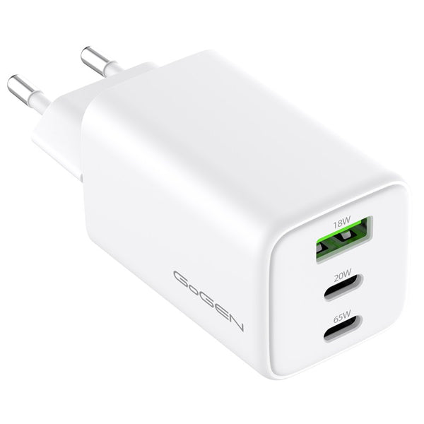 Nabíječka do sítě GoGEN ACHPDQ365, 2x USB-C PD 65W + 20W, 1x USB-A 18W (ACHPDQ365W01) bílá